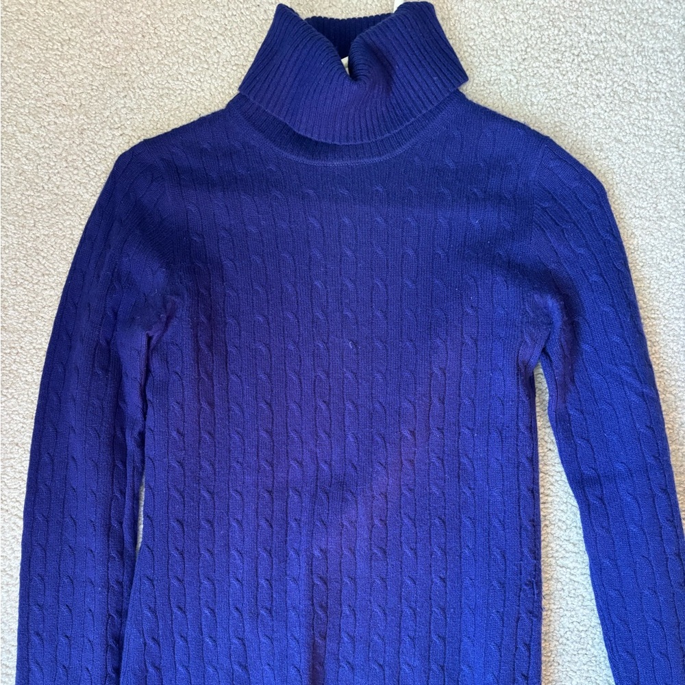 JCrew 100% cashmere blue turtleneck sweater